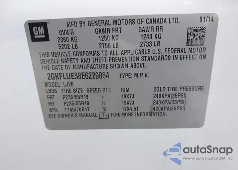 2014 GMC Terrain Denali from USA, damaged, VIN 2GKFLUE38E6229864